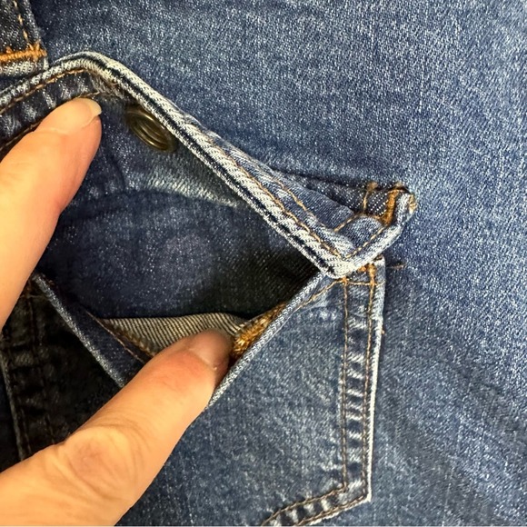 Madewell Size 30 Stretch Denim Straight Mini Skirt Pieced Edition Front Pockets - Picture 9 of 9